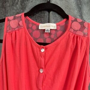 NWT Isobella & Chloe lace  1 piece Girls jumpsuit with lace. Size:16 Color:Coral